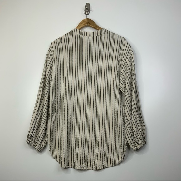 Free People Bishop Sleeve Tan/Black Striped Tunic Blouse. Women Size XS. - Picture 2 of 6